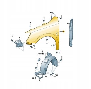 SKODA OE Oryginalny błotnik prawy przód FABIA 2015