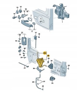 VW OE Oryg. zamek drzwi przesuwnych prawych CADDY
