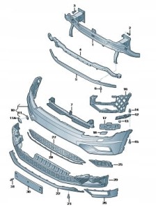 Nowy oryginalny zestaw montażowy przedniego zderzaka do VW Tiguan