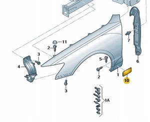Nowa oryginalna lewa folia przedniego błotnika i drzwi do Audi A6/S6