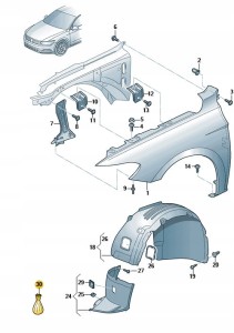 Nowy oryginalny zestaw śrub mocujących błotnik VW Passat