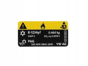 Naklejka czynnika klimatyzacji Skoda 5QF010008A nowa oryginalna