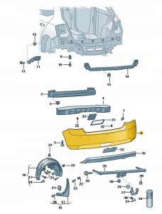 Poszycie zderzaka Skoda Fabia tył 6V6807421. Produkt nowy, oryginalny