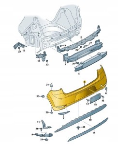 Poszycie zderzaka VW Golf tył 5G6807417APGRU. Produkt nowy, oryginalny