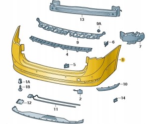 Poszycie zderzaka Skoda Octavia tył 5E7807421. Produkt nowy, oryginalny