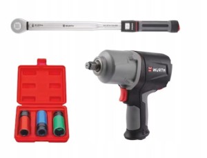 Zestaw klucz udarowy + nasadki + klucz dynamometryczny Oryginał WURTH