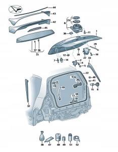 Zestaw części montażowych tylnej klapy VW GOLF. Produkt nowy, oryginalny