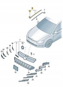Listwa zgarniająca wodę przedniej szyby 5G0854328B GOLF VII Nowa Oryginalna