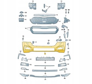Nowe, oryginalne poszycie zderzaka Skoda 5E3807221