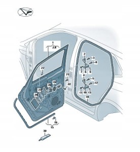 Zestaw mocujący drzwi tylne 2GA898620 VW T-ROC Nowy Oryginalny
