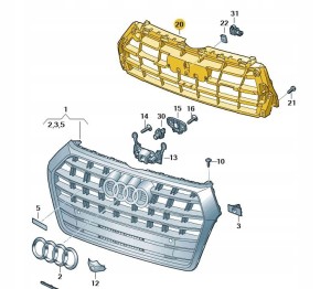 Nowy, oryginalny element zamykający grilla Audi 80A853692A