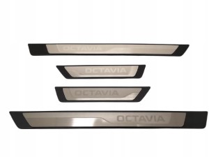 Oryginalne ozdobne listwy progowe Skoda Octavia IV PRZÓD+TYŁ OE 5E3071303A