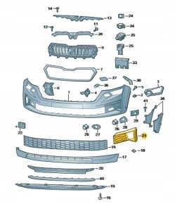 KRATKA ZDERZAKA PRAWA CZERŃ SATYNOWA SKODA OE 565807368C9B9 NOWA ORYGINALNA