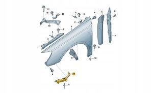 WSPORNIK MOCOWANIE BŁOTNIKA PRAWY AUDI A3 OD 2013